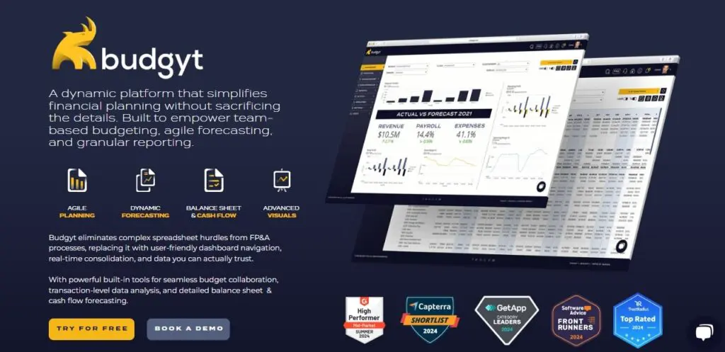 financial analysis tool Budgyt homepage
