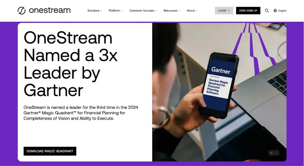 One stream screenshot of homepage, has built in ai for rinance