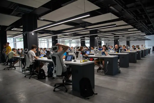 people in an office working