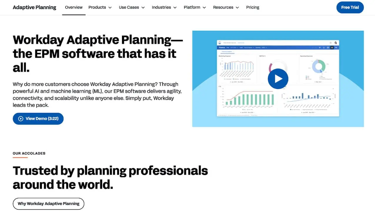 Workday screenshot,  showcasing its finance automation software
