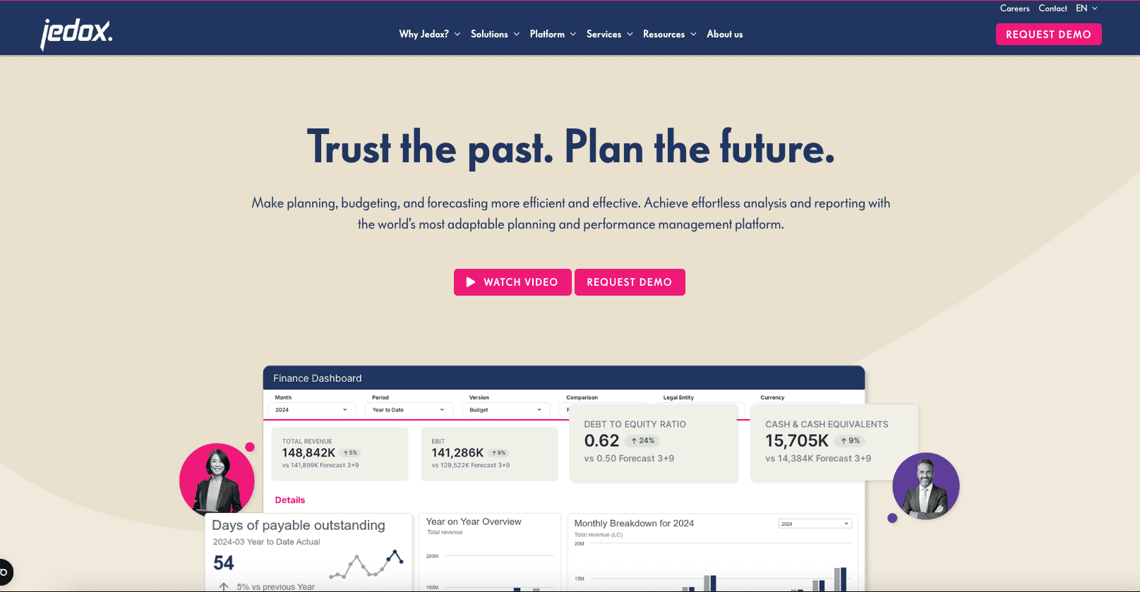 Picture showing Jedox homepage one of business budgeting software