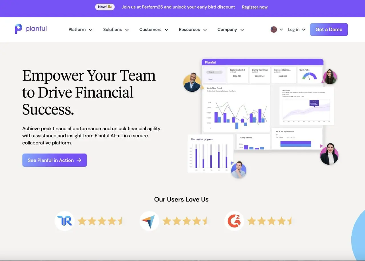 planful homepage screenshot