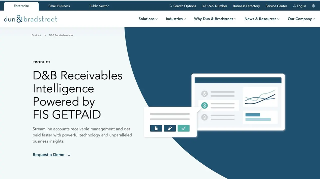 screenshot of Dun and breadsheet homepage