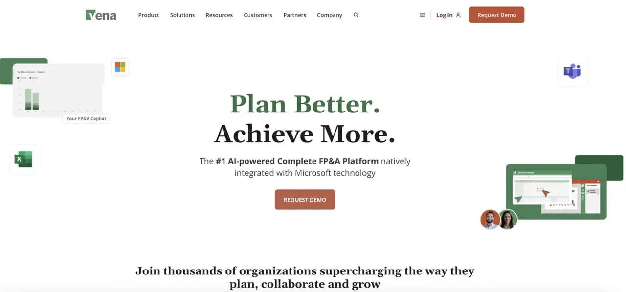 Vena solutions screenshot showing vena, one of business budgeting software