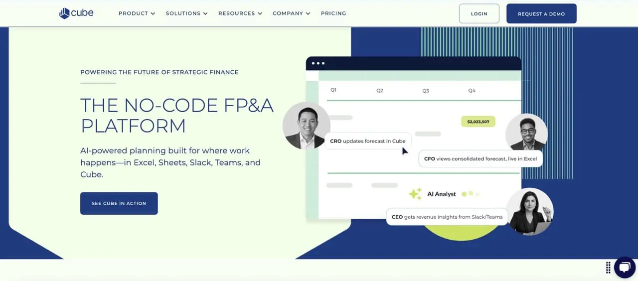 homepage of cube, one of Jedox competitors