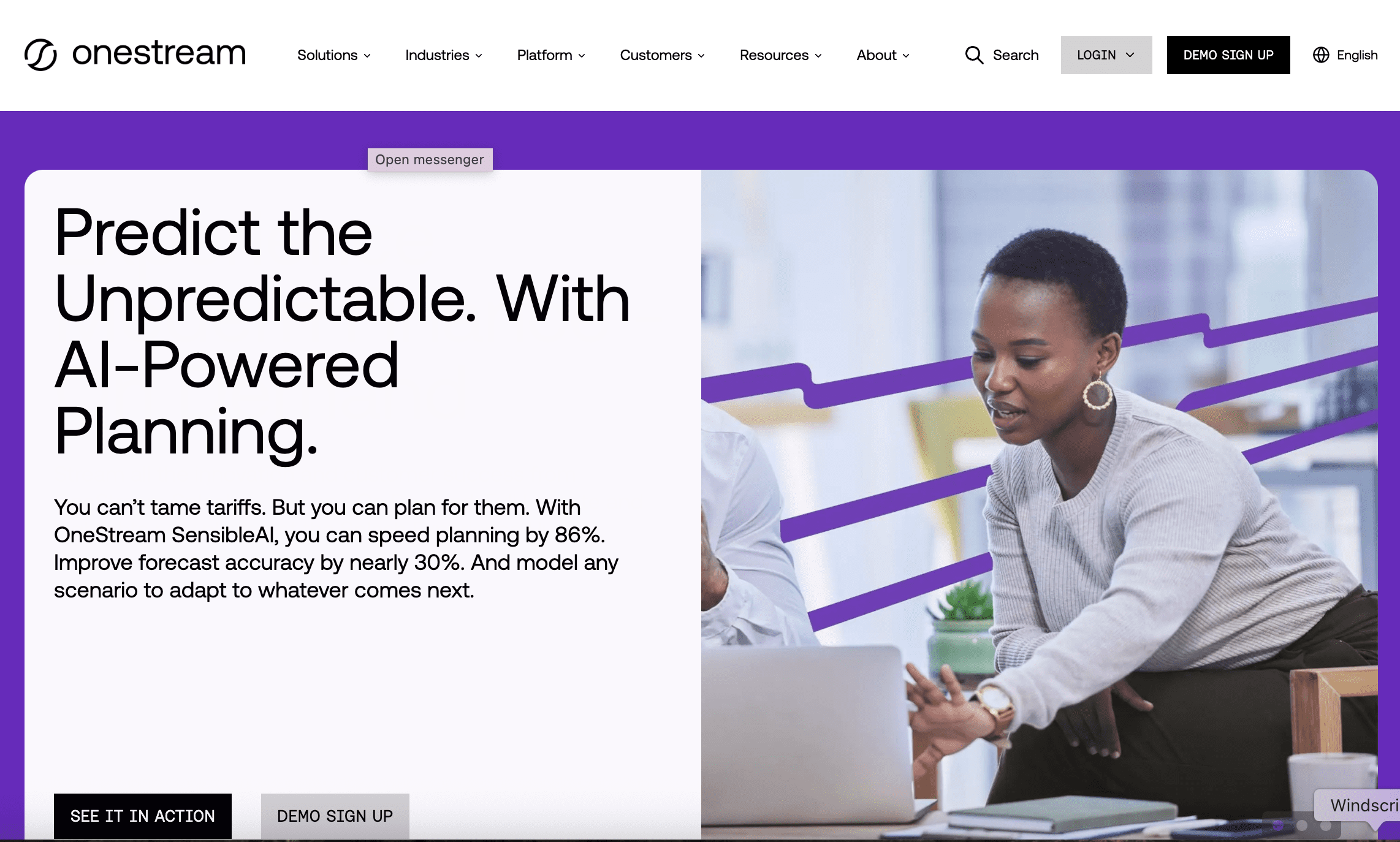 homepage of onestream, one of jedox competitors