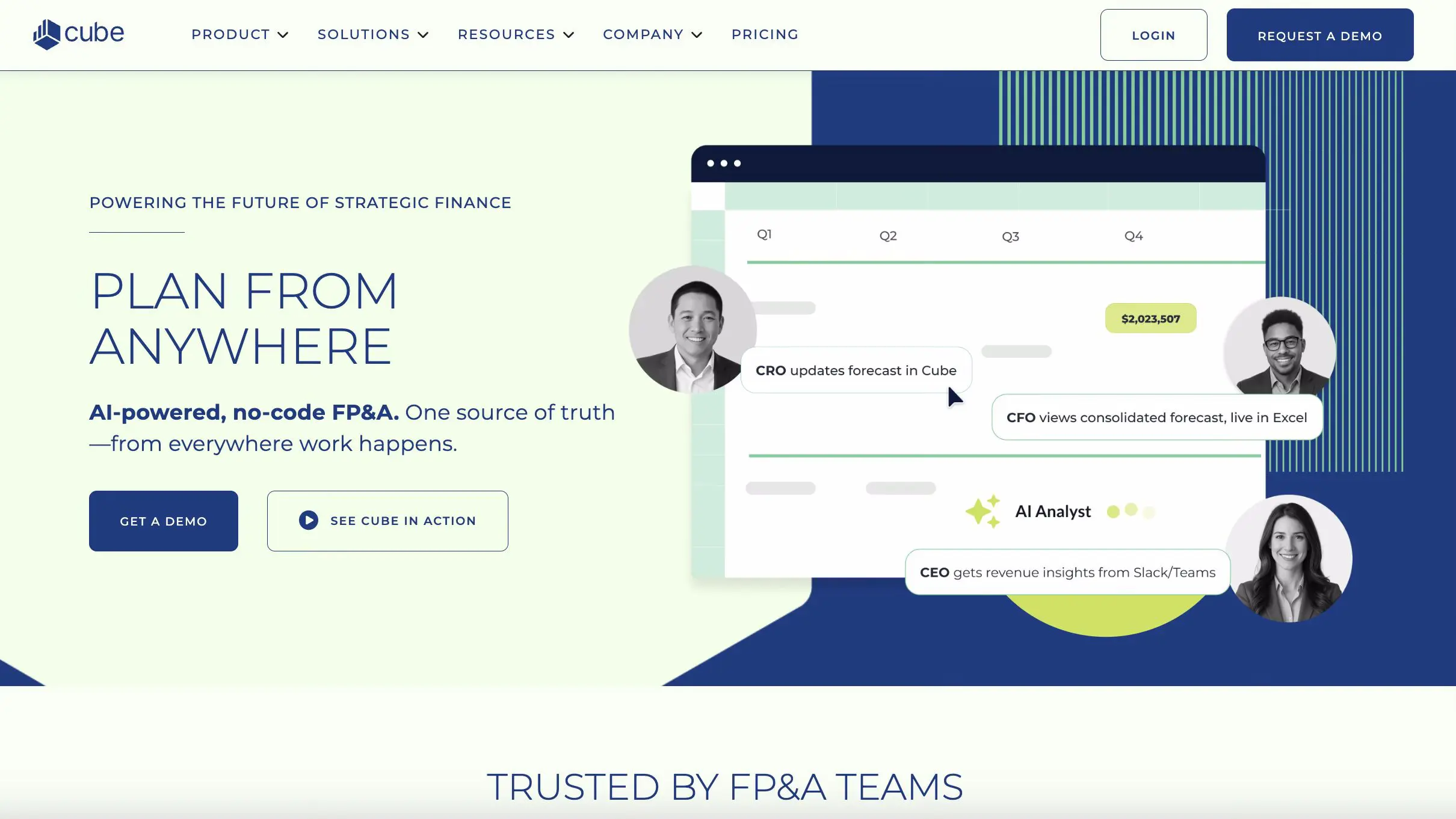 cube homepage, one of fiancial analysis software