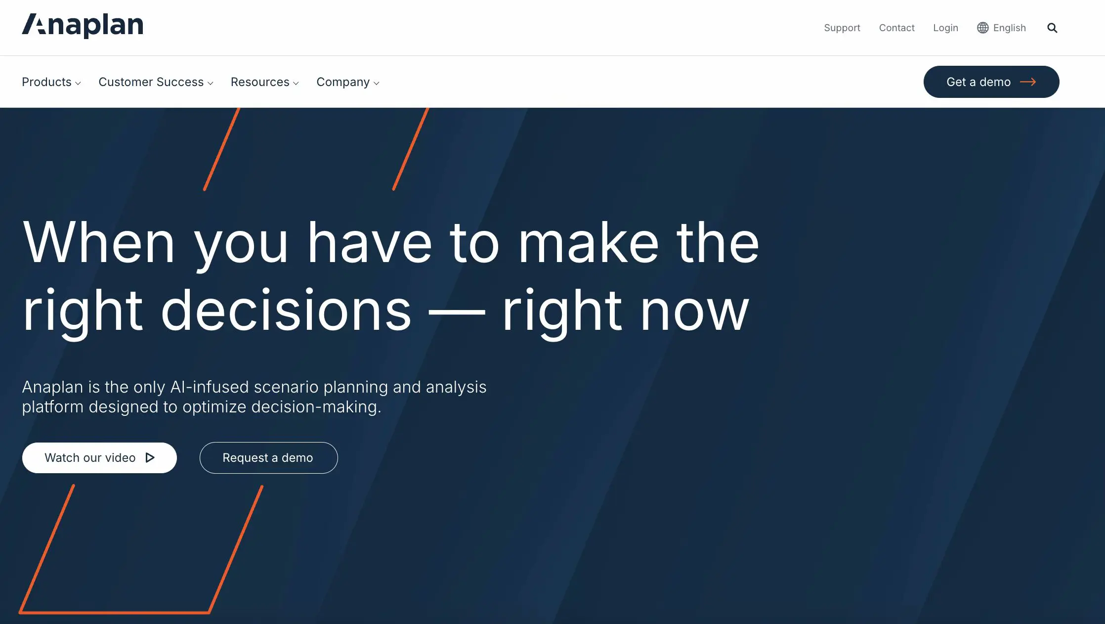 Anaplan homepage showing business budgeting software