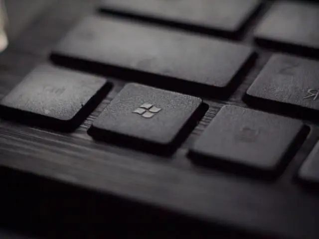 keyboard showing a Microsoft logo
