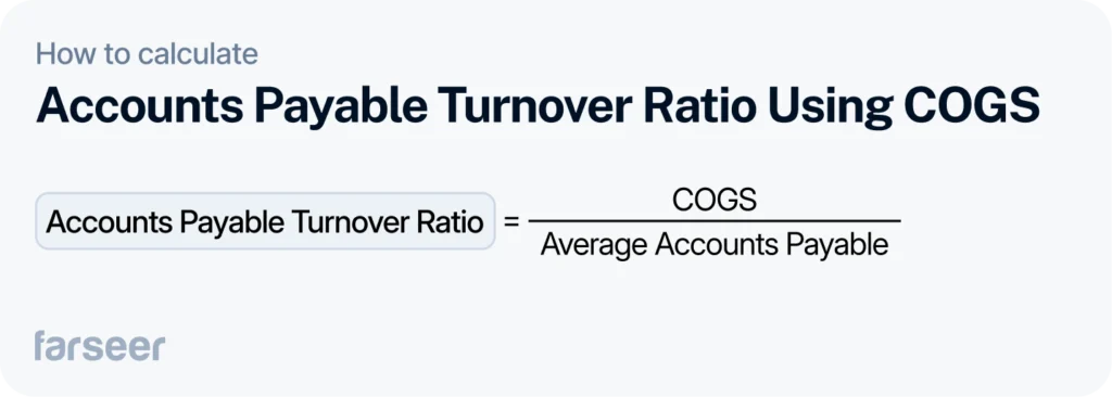 Accounts Payable Turnover Ratio = COGS ÷ Average Accounts Payable