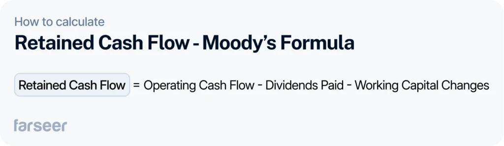retained cash flow formula = operating cash flow - dividends paid - working capital changes