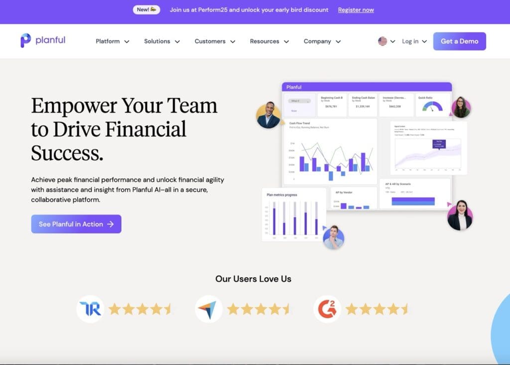 planful homepage screenshot one of Prophix competitors
