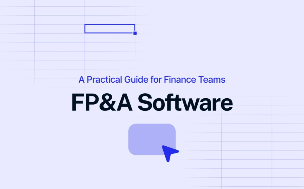 FP&A Software cover image with the title 'A Practical Guide for Finance Teams' on a light blue background with a chat bubble and cursor icon.