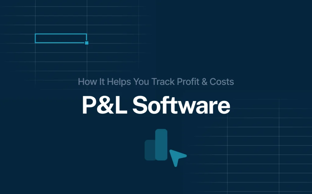 The picture shows the title "P&L Software" with a subtitle "How It Helps You Track Profit & Costs" and a simple chart icon.