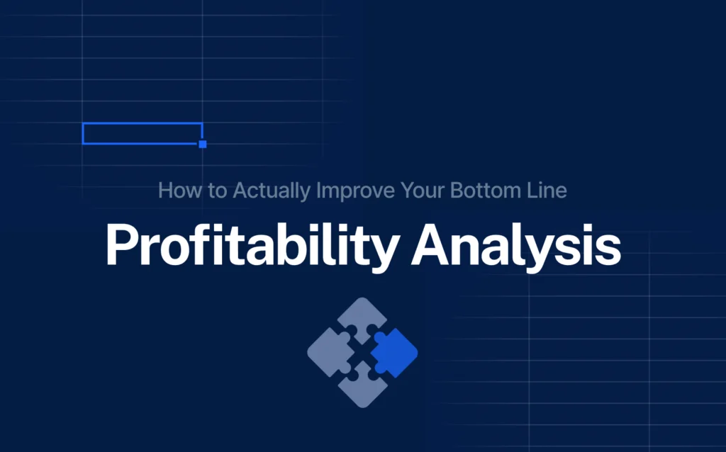 Profitability Analysis cover image with the title 'How to Actually Improve Your Bottom Line' on a dark blue background with a puzzle piece icon.