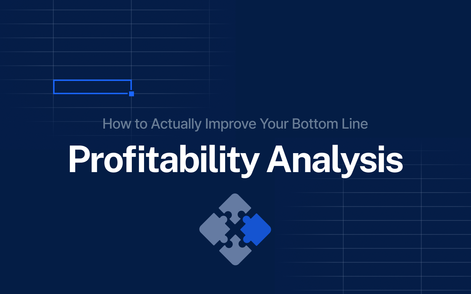 Profitability Analysis cover image with the title 'How to Actually Improve Your Bottom Line' on a dark blue background with a puzzle piece icon.