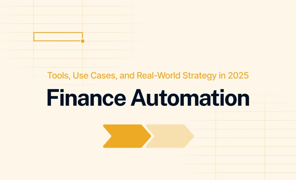 ChatGPT je rekao: This image presents the title slide for a guide on Finance Automation, emphasizing tools, use cases, and strategies for 2025. It sets the stage for a deeper dive into how finance teams can streamline operations and improve decision-making using automation technologies.