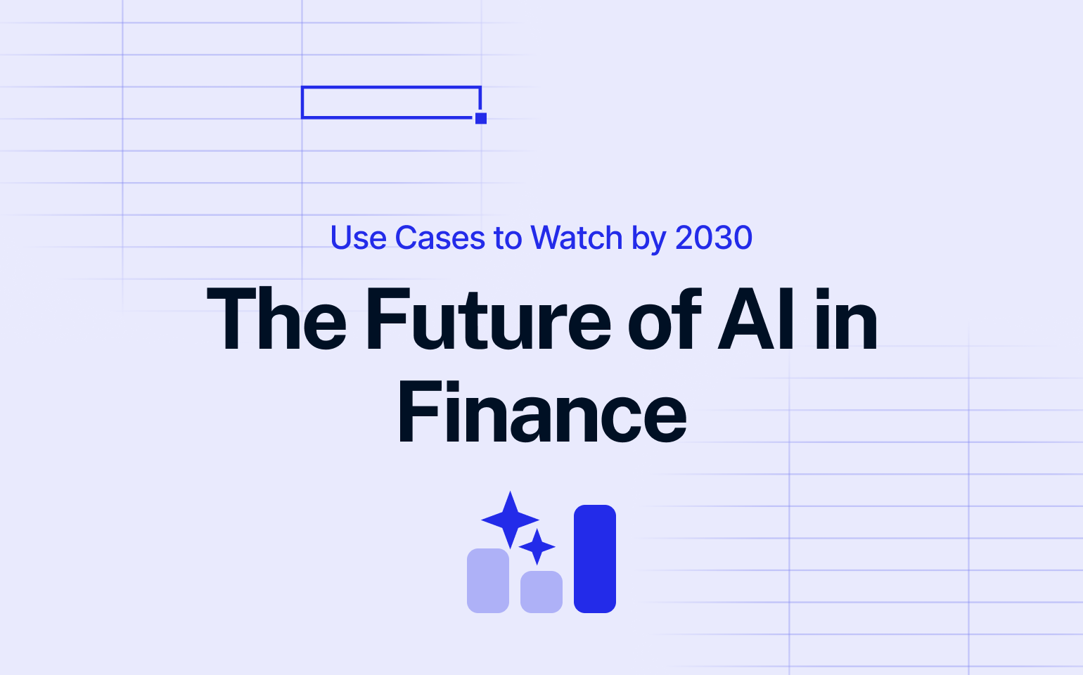 Title slide with the phrase "The Future of AI in Finance – Use Cases to Watch by 2030" highlighting emerging trends and innovations in artificial intelligence shaping the future of financial operations.