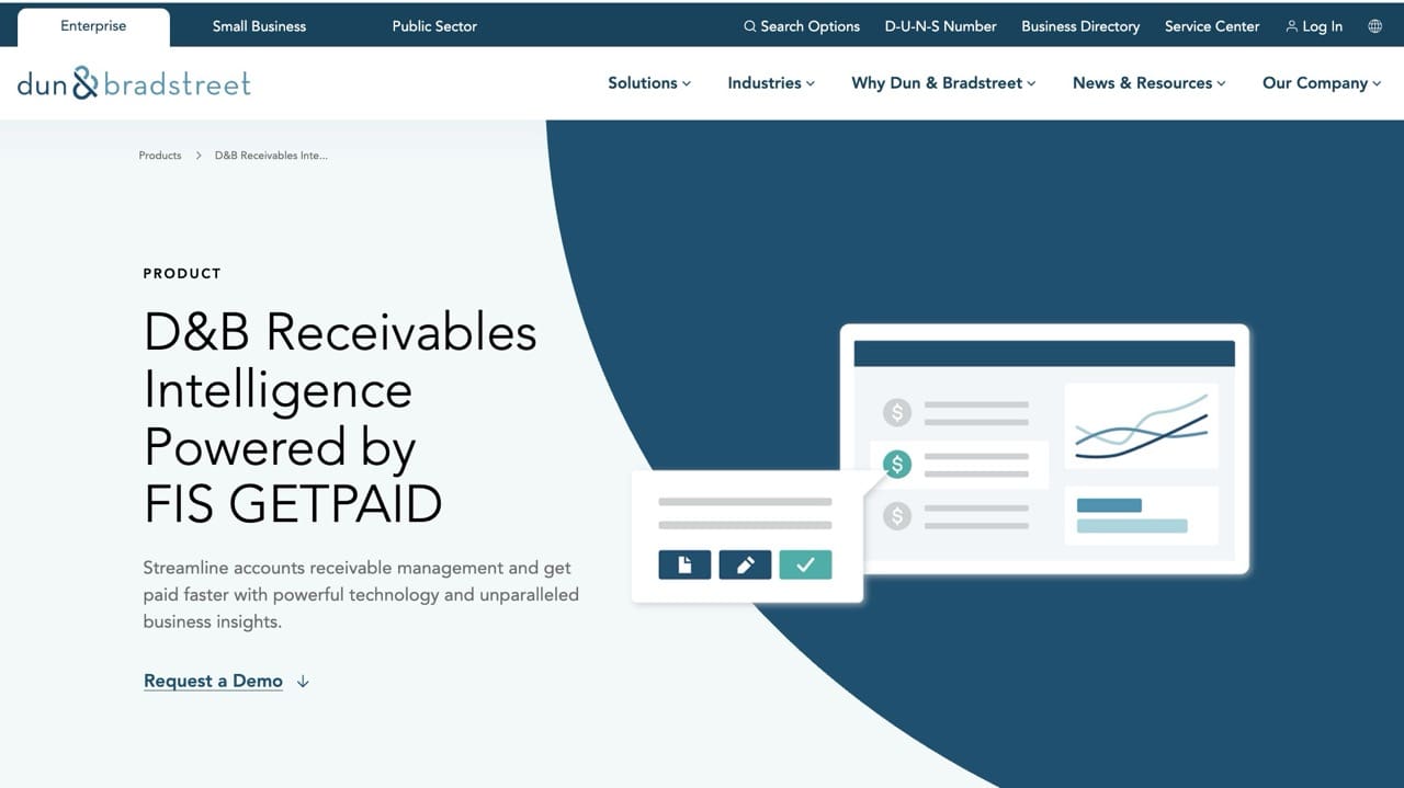 screenshot of Dun and breadsheet homepage