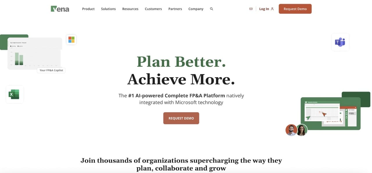 Vena solutions screenshot showing vena, one of business budgeting software