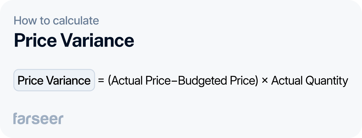 price variance = (actual price - budgeted price) * actual quantity